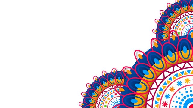 Vibrant Mexican Folk Art Mandala Corner Frame for Hispanic Heritage Month.