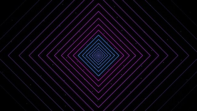 Abstract geometric pattern motion of glowing purple lines forming a diamond shape in a dark background