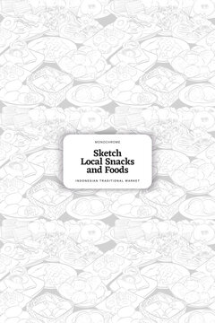 Lopis and kue lumpur decorative pattern in outline illustration style
