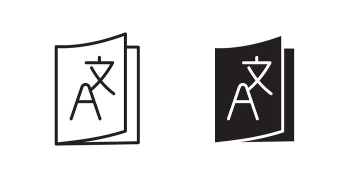 Translation icon flat outline in black
