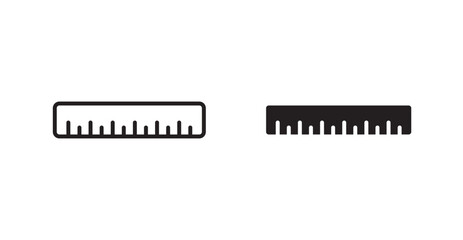 Fototapeta premium Ruler icon flat outline in black