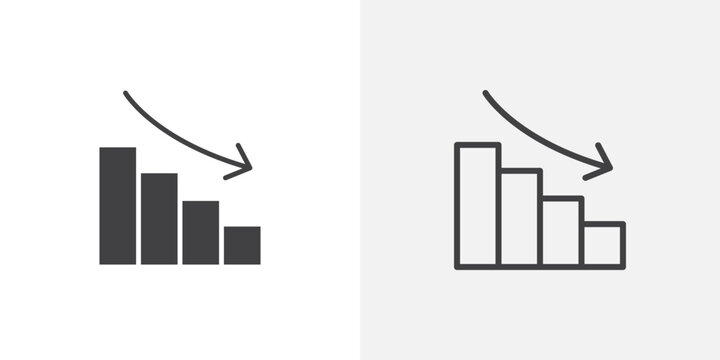 Chat arrow down icon flat outline in black