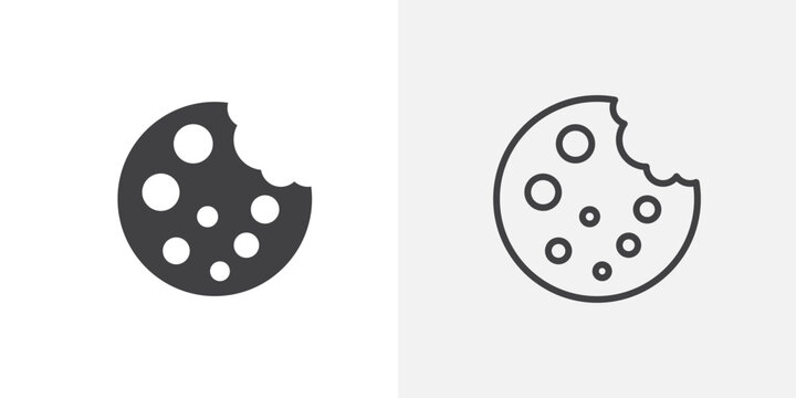 Cookie icon flat outline in black