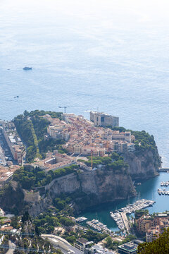 Panoramic view of Monaco and Monte Carlo. Aerial view.