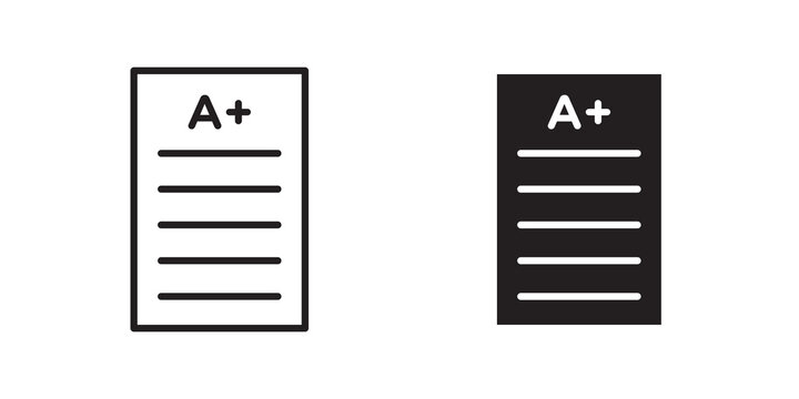 Report card icon flat outline in black