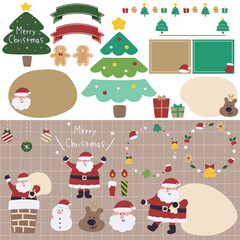 Fototapeta premium クリスマスベクターイラストあしらい素材セット