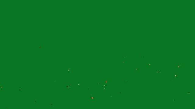 Colorful confetti particles falling and scattering through the air, vibrant paper pieces creating a joyful celebration effect for party videos on green screen. 4k