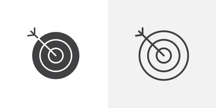 Bullseye icon flat outline in black