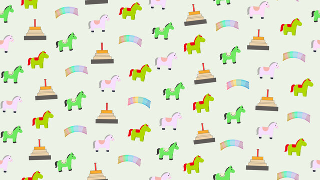 Toy Horses, Stacking Toys, and Rainbow Springs Pattern