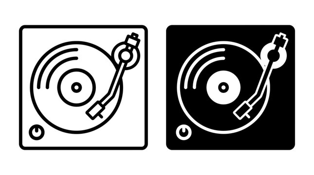 Electronic music turntable audio player outline and filled icon
