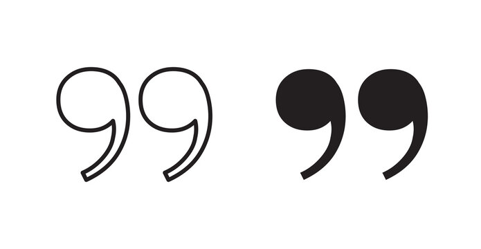 Quote right icon flat outline in black