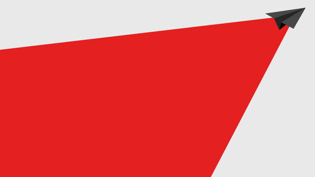A white background covered by an origami airplane with a large red line in the center that follows the airplane. This symbolizes that every small step can bring about a big change.