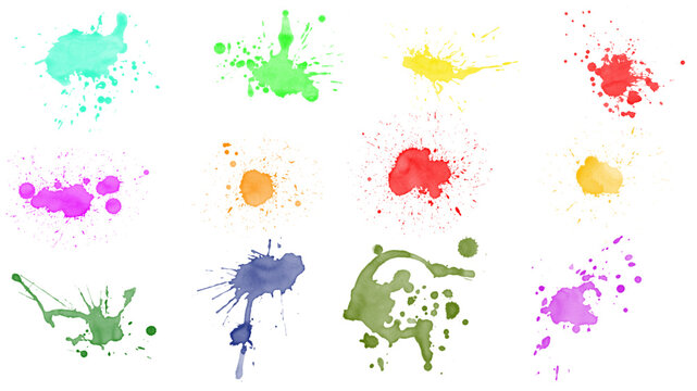 Paint splash brushes colorful set 