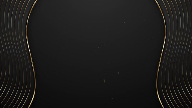 Elegant Dark Frame with Symmetrical Wave Lines and Particles Gold Awards Trailer Titles Cinematic Openers Intro Luxury Background Loop