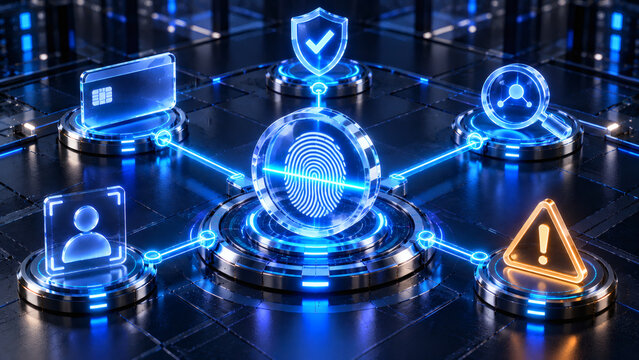 Biometric fingerprint authentication and identity verification system with credit card security fraud detection alert and digital profile scan   