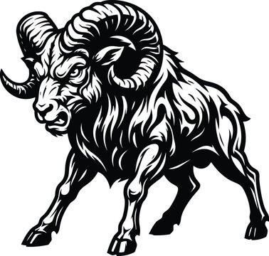 Aggressive ram mascot logo design
