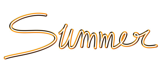 Elegant golden cursive summer typography isolated on transparent background for seasonal marketing design, featuring a luxury metallic 3d effect perfect for bright vacation and holiday promotions. © Vivek
