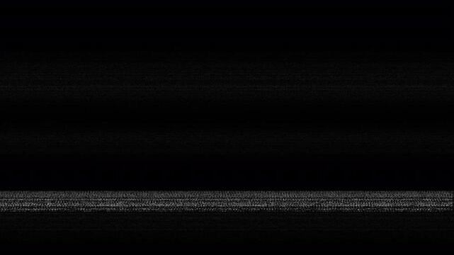 Static noise texture overlay with horizontal scanline bars moving a dark screen. Analog TV signal distortion and VHS tape noise effect. Retro television screen glitch and static interference.