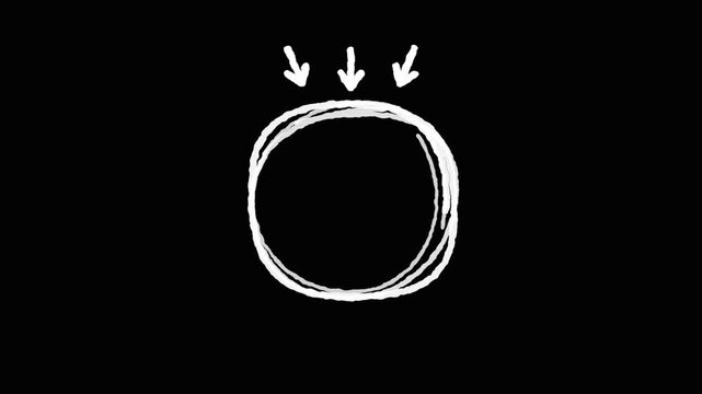 Hand drawn circle deforming under directional pressure animation. 4K Video