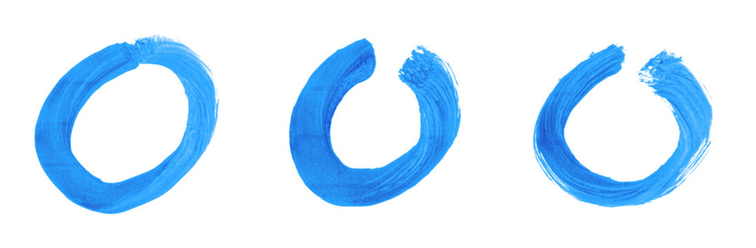 3 blaue Kreise gemalt mit einem Pinsel