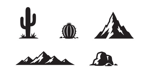 Fototapeta premium Minimalist desert and mountain vector silhouettes