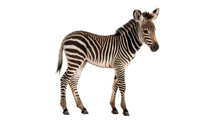 Small young zebra calf standing sideways safari wildlife isolated on transparent background © Harry