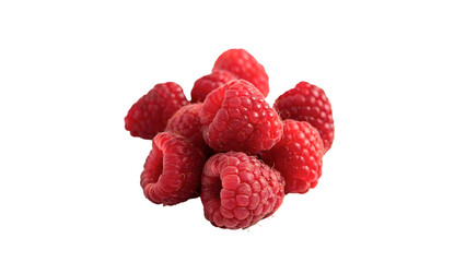 Small pile of fresh sweet red raspberry berries isolated on transparent background © Olivia Wilson