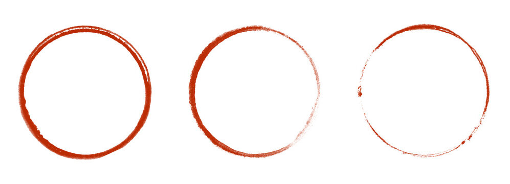 Drei rote handgemalte Kreise