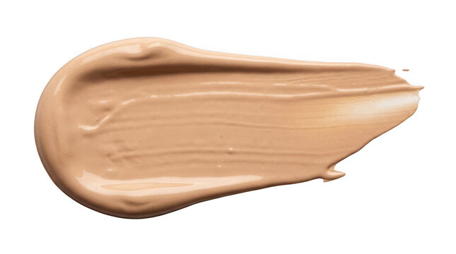 Beige foundation makeup cream smear swatch isolated on transparent background design idea.