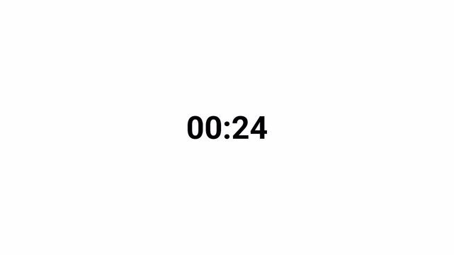 30 second countdown timer animation with alpha channel, thirty second countdown timer on transparent background, 30 second to 0 second circular countdown 4k animation, countdown video
