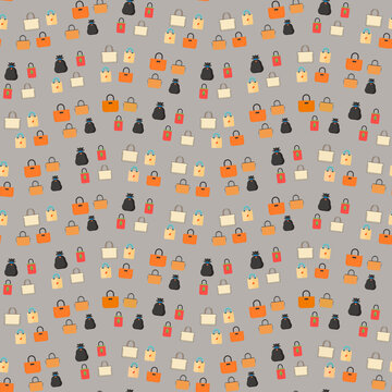 Seamless pattern of shopping bags and sacks