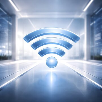 Advanced Wireless Network Concept With Bright Blue Digital Signal Icon, futuristic technology, and modern concept in a bright high-tech environment.