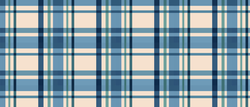 Blue and white classic tartan plaid vector background texture for modern fashion apparel textile print layout