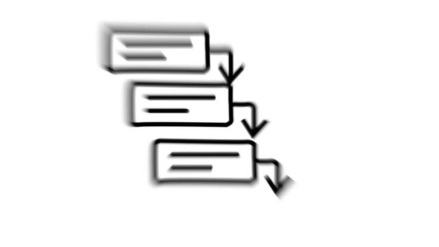 Workflow improvement methods outline animation set, task management animated icons, continuous process integration in business with flat line motion graphic loop,white screen.4k