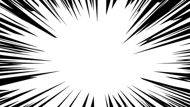 Black And White Manga Speed Lines Burst asymmetric manga style radial speed burst effect Background Vector Illustration