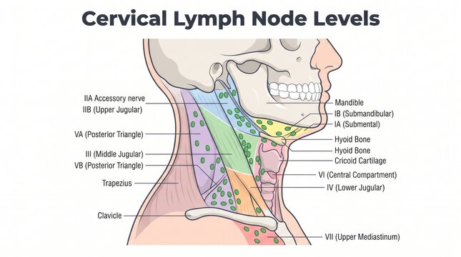 Cervical lymph node levels anatomy chart of the neck for head and neck reference