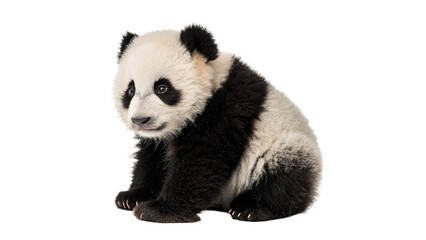 Cute small giant panda bear animal sitting isolated on transparent background © Oliver
