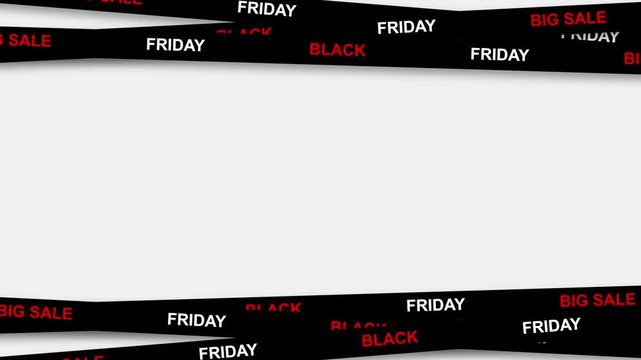 Black friday big sale ribbons moving on white background element