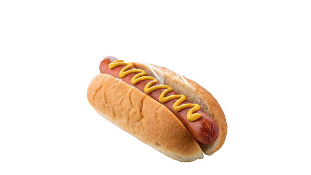 Delicious hot dog fast food with mustard isolated on transparent background