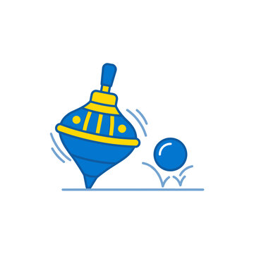 Spinning Top Toy and Bouncing Ball Illustration