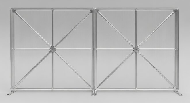 Modern metal folding partition with diagonal braces