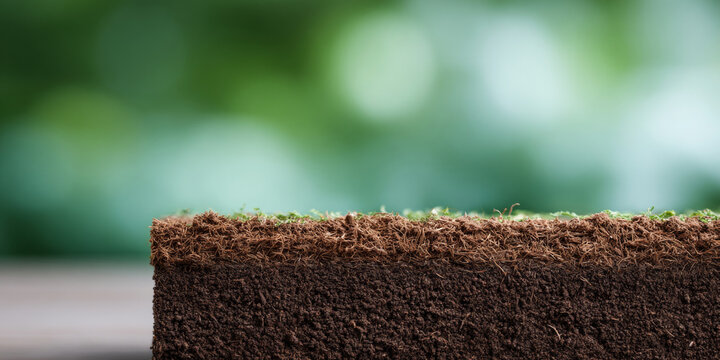 Close-up of soil and grass layer