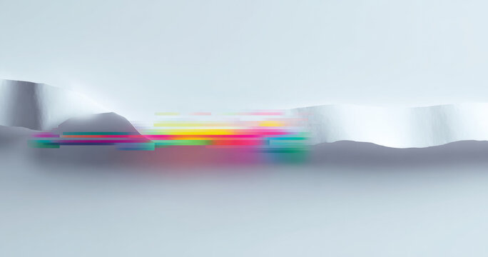 Abstract digital glitch on icy landscape