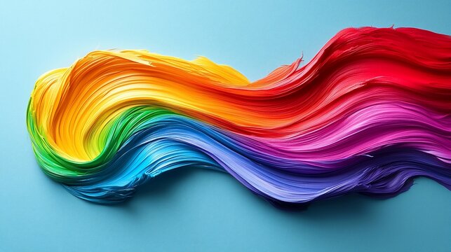 Abstract rainbow swirl on light blue background