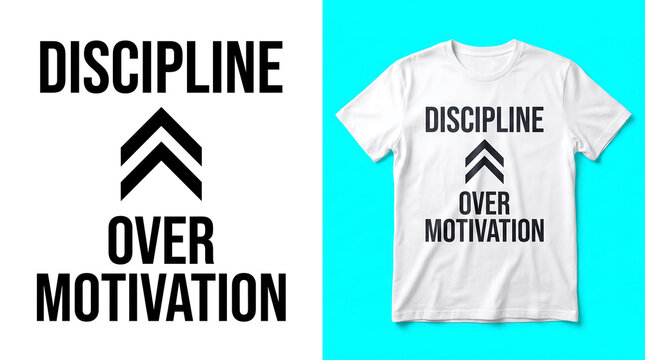 Discipline over motivation quote on t-shirt mockup.