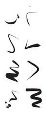Fototapeta premium Black ink swirl and abstract brushstroke set for artistic graphic design elements