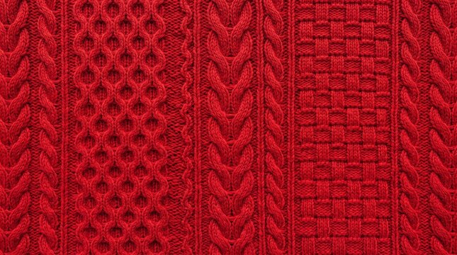 Knitted fabric red winter texture background material textile pattern wool warm garment apparel clothing sweater cloth surface design macro close up