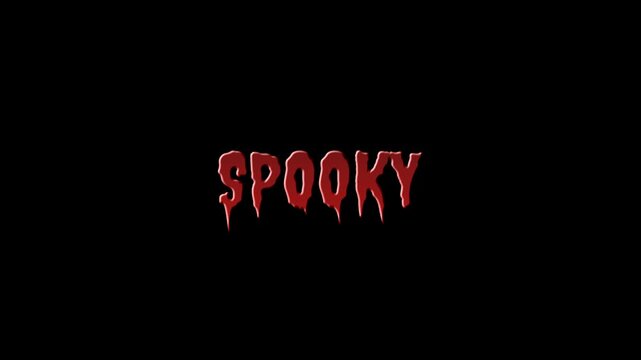Spooky Halloween text with blood dripping  animation. Horror-themed motion graphics for Halloween event promotions,  with isolated transparent alpha channel backdrop for video editing.
