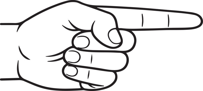 Hand pointing finger outline vector