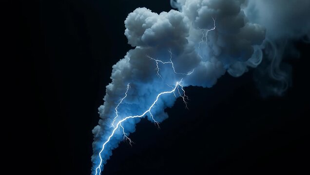Dramatic Lightning Strikes Through Dark Clouds